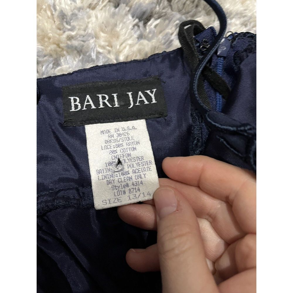 Bari Jay Navy Blue Formal Dress Lace Size 13/14 Lined